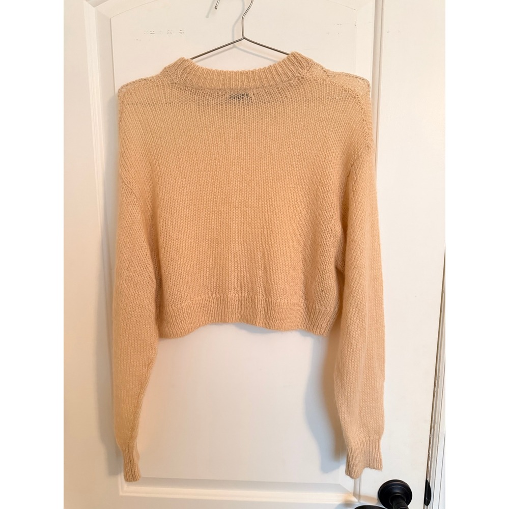 Tna Aritzia Cropped Mohair Blend Sweater Womens XS Peach Open Knit 73572 - Picture 7 of 7